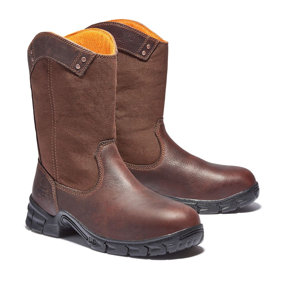 Timberland Pro Μποτακια Ανδρικα Καφε - Excave Wellington Steel Toe - Greece 4038526-UD